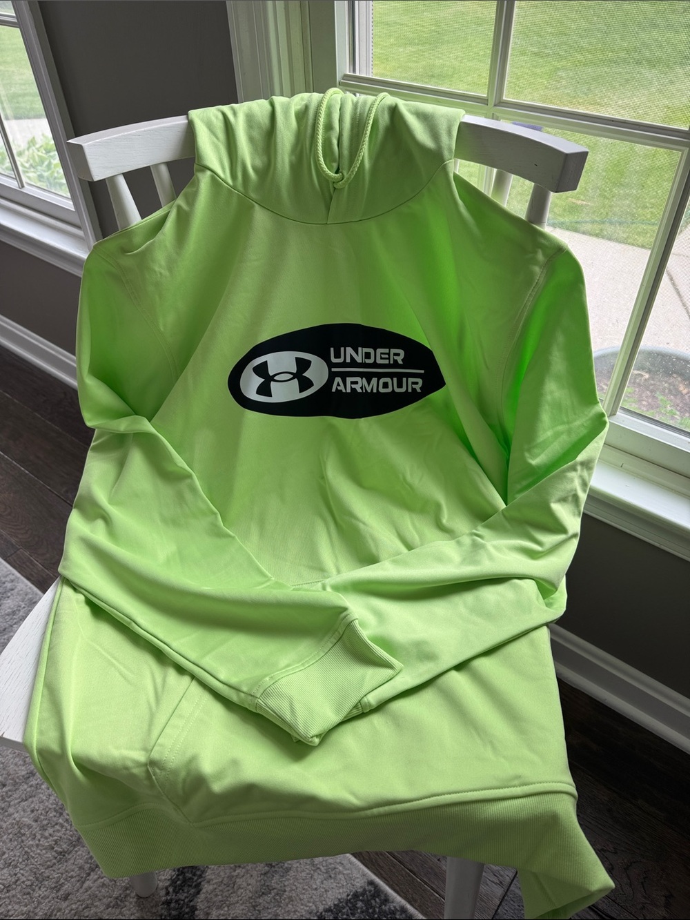 Under Armour Neon Lime Pullover Hoodie with Black Logo